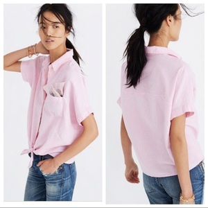 Madewell Tie Front Pink Shirt